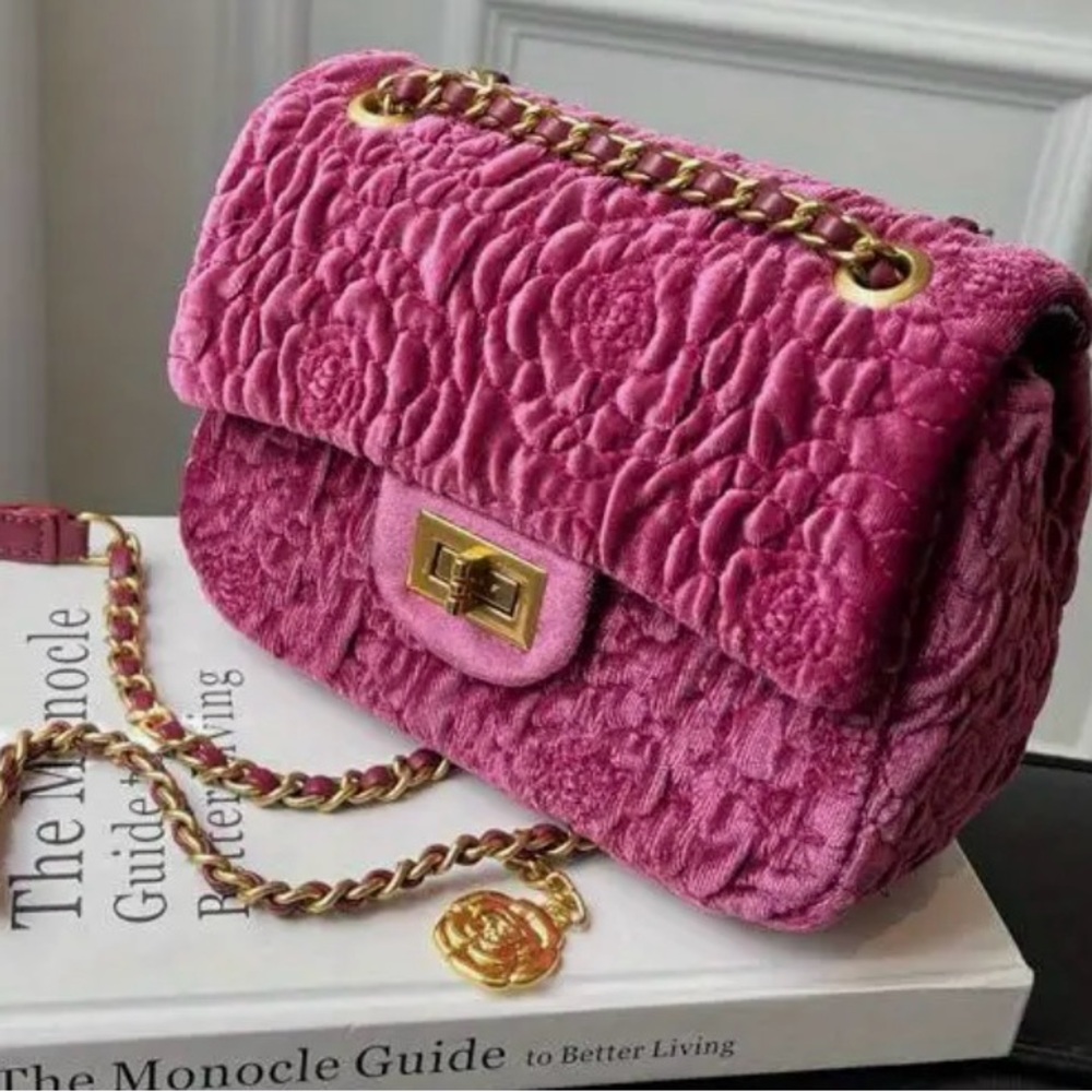 Floral Magenta chain purse